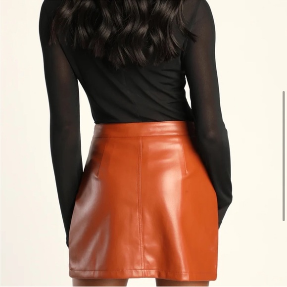 NWT LULU’S Most Fab Brown Leather Mini Skirt - Picture 4 of 4